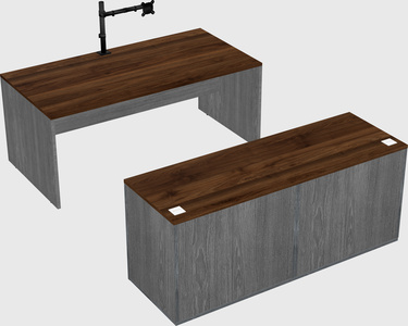 Parallel desk with credenza