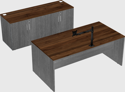 Parallel desk with credenza