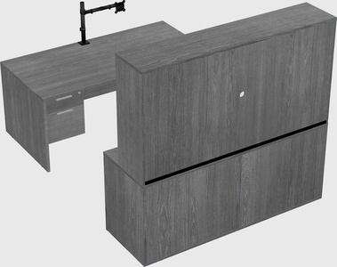 Bureau parallèle avec crédence