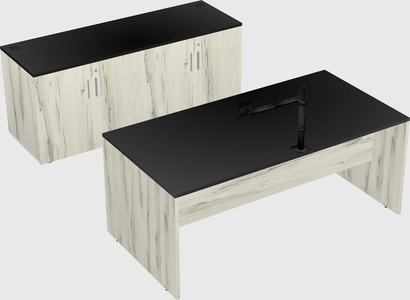 Parallel desk with credenza