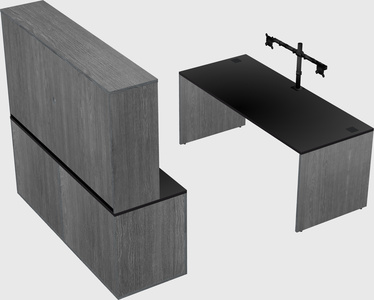 Parallel desk with credenza