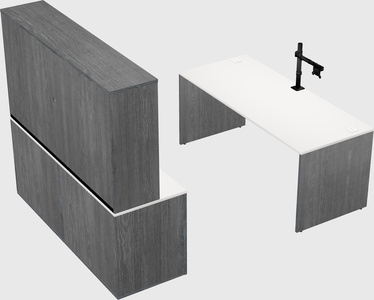 Bureau parallèle avec crédence