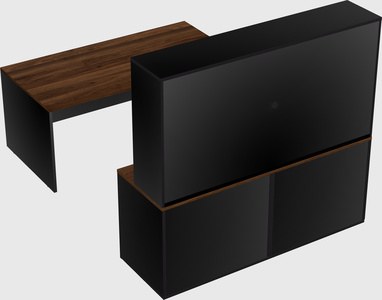 Parallel desk with credenza