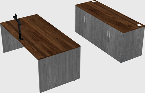 Parallel desk with credenza