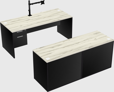 Parallel desk with credenza