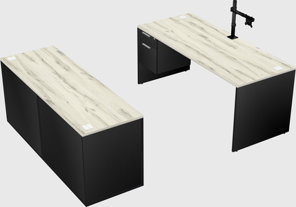 Parallel desk with credenza