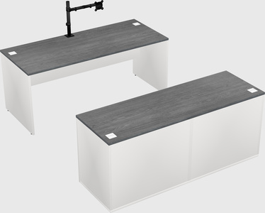 Bureau parallèle avec crédence