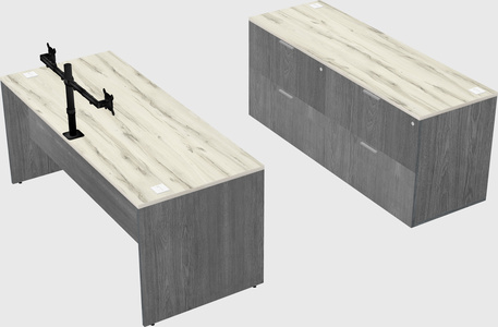 Parallel desk with credenza