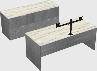 Parallel desk with credenza