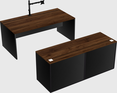 Parallel desk with credenza