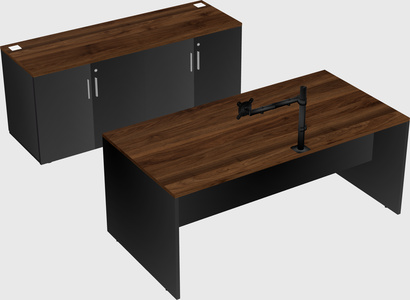 Parallel desk with credenza