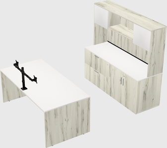 Parallel desk with credenza
