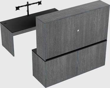 Bureau parallèle avec crédence