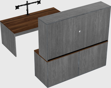 Parallel desk with credenza