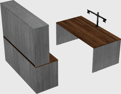 Parallel desk with credenza