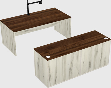 Parallel desk with credenza