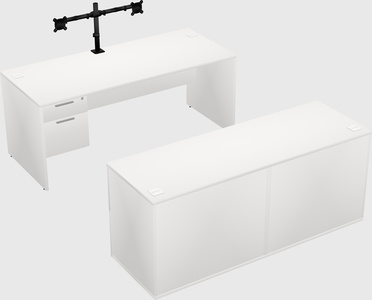 Parallel desk with credenza