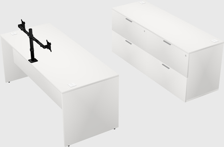 Parallel desk with credenza