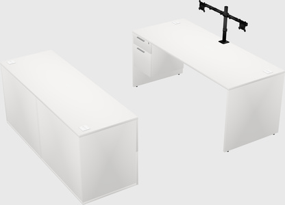 Parallel desk with credenza