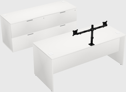 Parallel desk with credenza