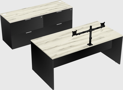Parallel desk with credenza