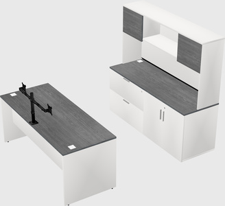 Parallel desk with credenza
