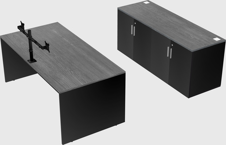 Parallel desk with credenza