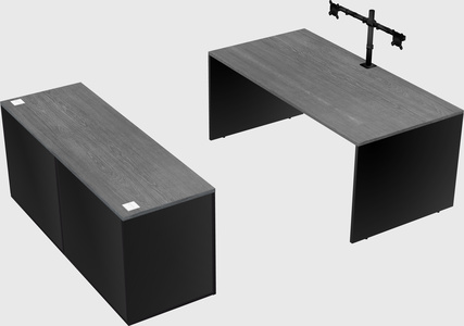 Parallel desk with credenza