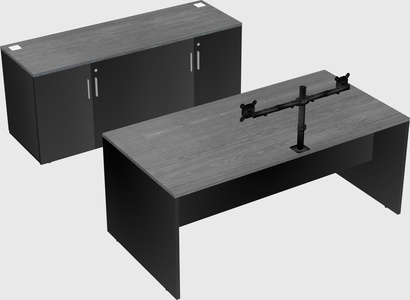 Parallel desk with credenza