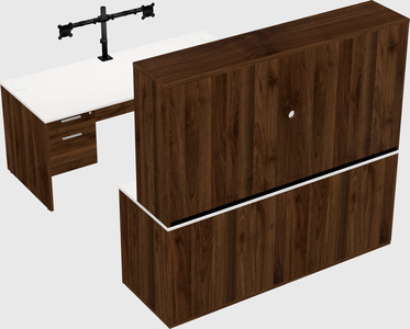Bureau parallèle avec crédence