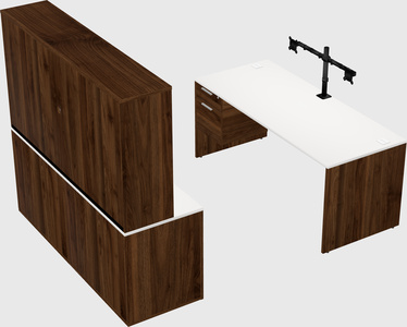 Bureau parallèle avec crédence