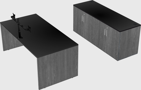 Parallel desk with credenza
