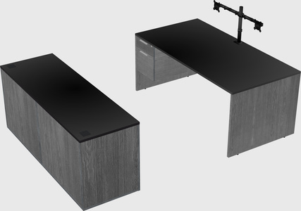 Parallel desk with credenza