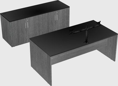 Parallel desk with credenza