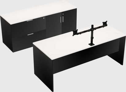Parallel desk with credenza