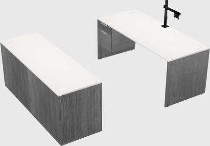 Bureau parallèle avec crédence