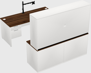 Parallel desk with credenza