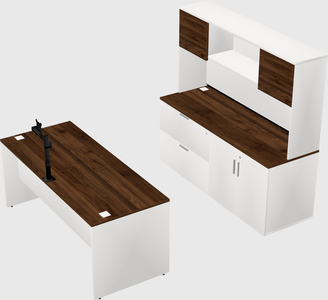 Parallel desk with credenza