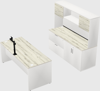 Parallel desk with credenza