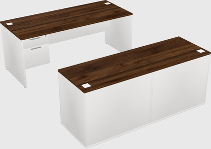 Parallel desk with credenza