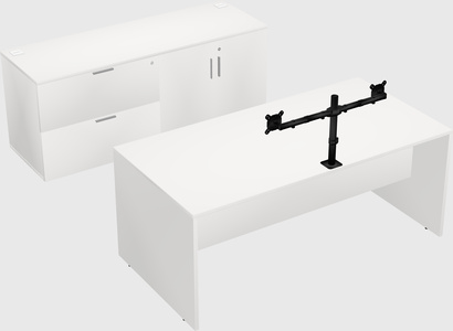 Parallel desk with credenza