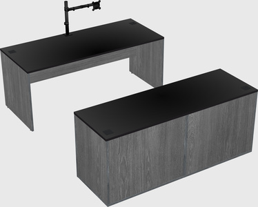 Parallel desk with credenza