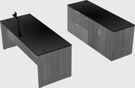 Parallel desk with credenza