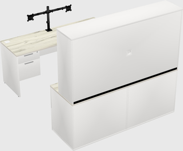 Bureau parallèle avec crédence