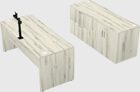 Parallel desk with credenza