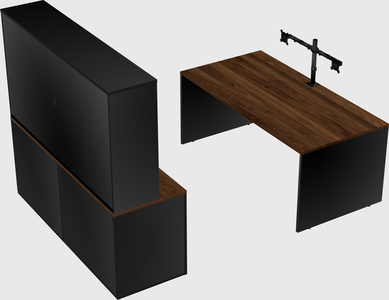 Bureau parallèle avec crédence