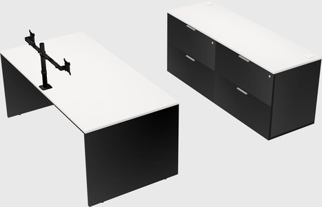 Bureau parallèle avec crédence
