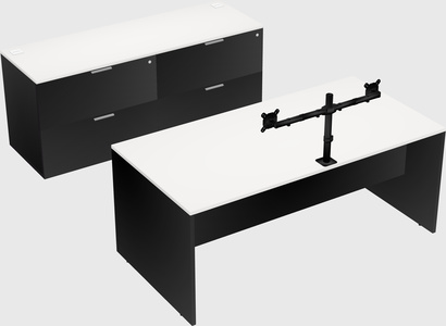 Parallel desk with credenza