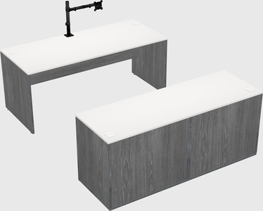 Parallel desk with credenza