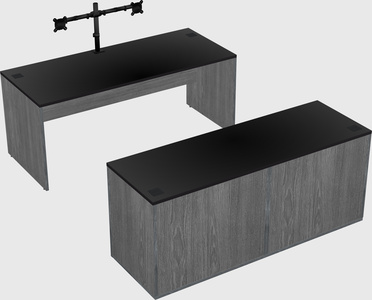 Parallel desk with credenza
